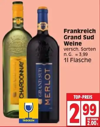 Edeka Frankreich Grand Sud Weine 1L Flasche Angebot