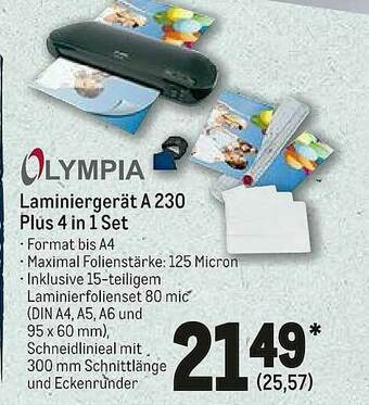 METRO Lympia Laminiergerät A 230 Plus 4 In 1 Set Angebot