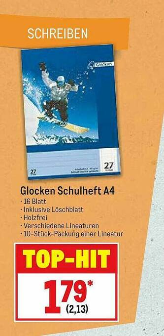 METRO Glocken Schulheft A4 Angebot