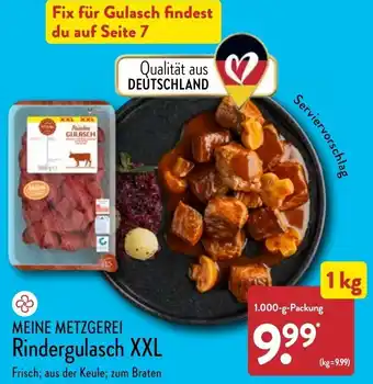 Aldi Nord Meine Metzgerei Rindergulasch XXL 1000 g Packung Angebot