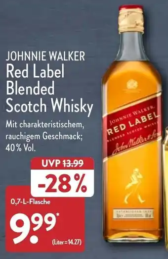 Aldi Nord Johnnie Walker Red Label Blended Scotch Whisky 0,7 L-Flasche Angebot