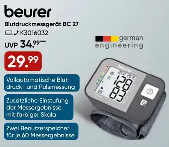 Galeria Beurer Blutdruckmessgerät  BC 27 Angebot