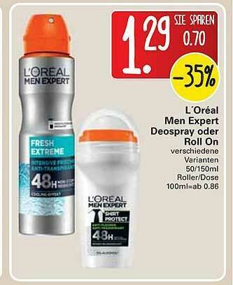 WEZ L'oréal Men Expert Deospray Oder Roll On Angebot