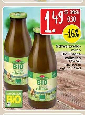 WEZ Schwarzwald Milch Bio Frische Vollmilch Angebot