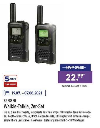 Aldi Nord Bresser Walkie-talkie, 2er-set Angebot