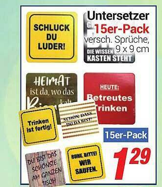 CENTERSHOP Untersetzer 15er-pack Angebot