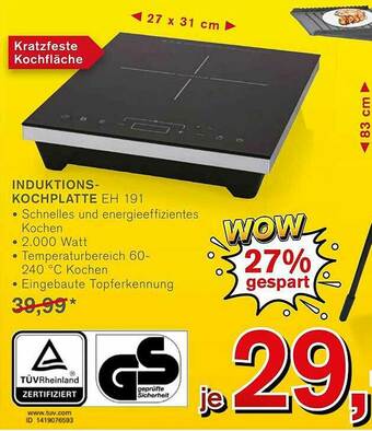 KODi Induktions-kochplatte Eh 191 Angebot