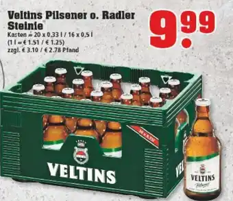 trinkgut Veltins Pilsener o. Radler Steinie 20x0,33L / 16x0,5L Angebot