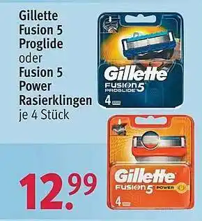 Rossmann Gillette Fusion 5 Proglide oder Fusion 5 Power Rasierklingen Angebot