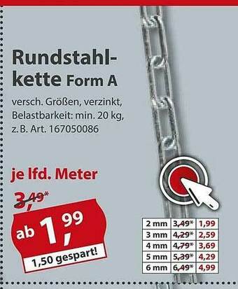 Sonderpreis Baumarkt Rundstahlkette Form A Angebot