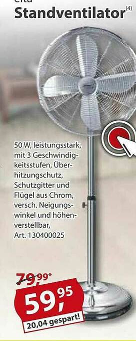 Sonderpreis Baumarkt Standventilator Angebot