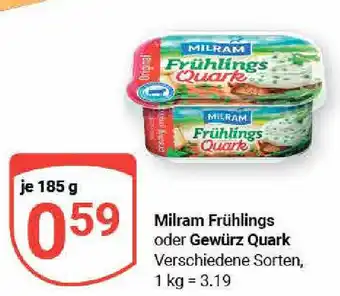 Globus Milram Fruhlings o. Gewurz Quark 185g Angebot