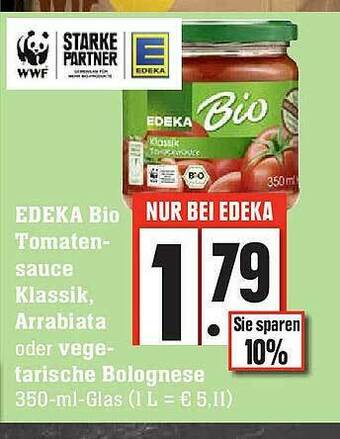 Edeka Edeka Bio Tomatensauce Klassik, Arrabiata Oder Vegetarische Bolognese Angebot