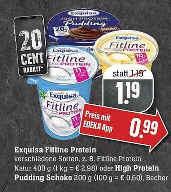 Edeka Exquisa Fitline Protein Oder High Protein Pudding Schoko Angebot