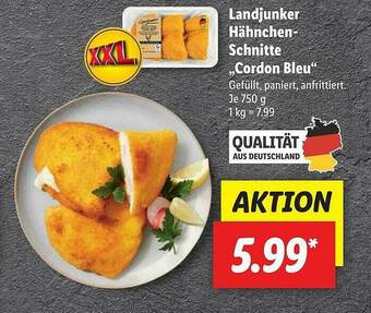 Lidl Landjunker Hähnchen-schnitte „cordon Bleu” Angebot