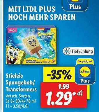 Lidl Stieleis Spongebob Oder Transformers Angebot