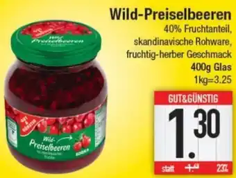 E-Center Gut & Günstig Wild Preiselbeeren 400 g Glas Angebot