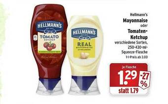 Wasgau Hellmann's Mayonnaise Oder Tomatenketchup Angebot