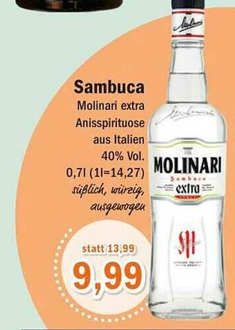 Aktiv Irma Sambuca Molinari Extra Anisspirituose Angebot