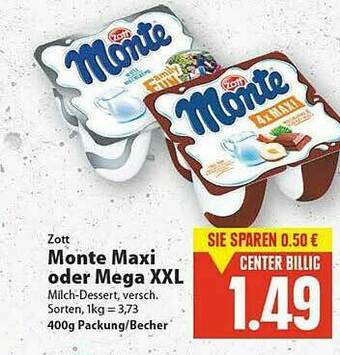 E-Center Zott Monte Maxi Oder Mega Xxl Angebot