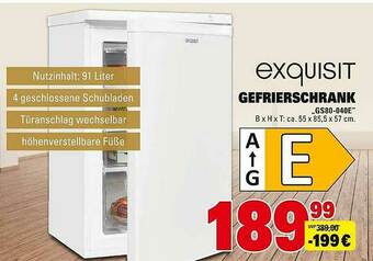 Edeka Exquisit Gefrierschrank Gs80-040e Angebot