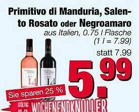 Edeka Scherer Primitivo Di Manduria Salen-to Rosato Doer Negroamaro Angebot