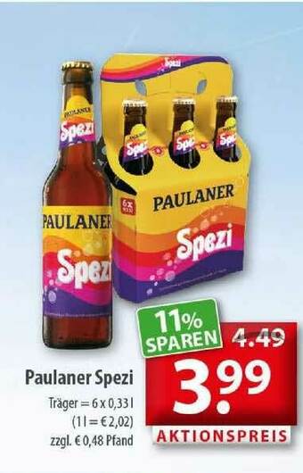 Getränkeland Paulaner Spezi Angebot