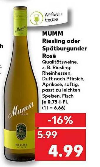 Kaufland Mumm Riesling Oder Spätburgunder Rosé Angebot