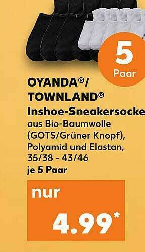 Kaufland Oyanda Townland Inshoe-sneakersocke Angebot