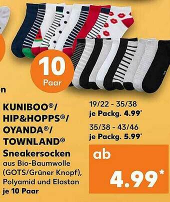 Kaufland Kuniboo Hip&hopps Oyanda Townland Sneakersocken Angebot