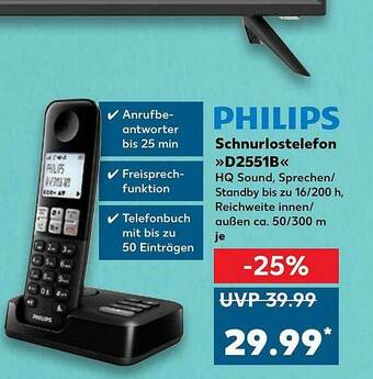 Kaufland Philips Schnurlostelefon »d2551b« Angebot