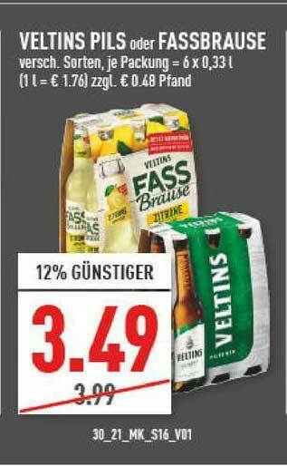 Marktkauf Veltins Pils Oder Fassbrause Angebot