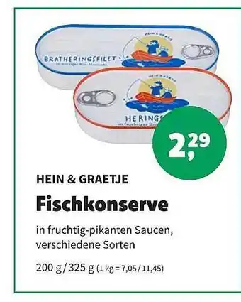 Erdi Biomarkt Hein & graetje fischkonserve Angebot