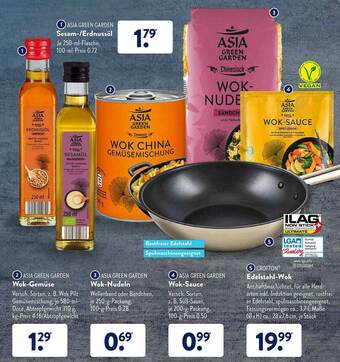 Aldi Süd Asia Green Garden Sesam--Erdnussöl, Wok-Gemüse, Wok-Nudeln, Wok-Sauce Oder Crofton® Edelstahl-Wok Angebot