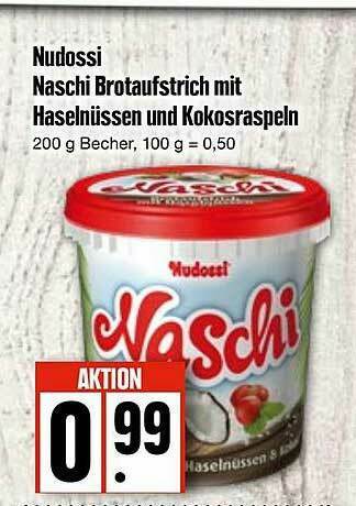 Edeka Nudossi Naschi Brotaufstrich Mit Haselnüssen Und Kokosraspeln Angebot