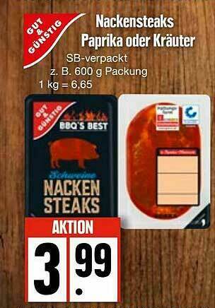 Edeka Nackensteaks Paprika Oder Kräuter Gut & Günstig Angebot