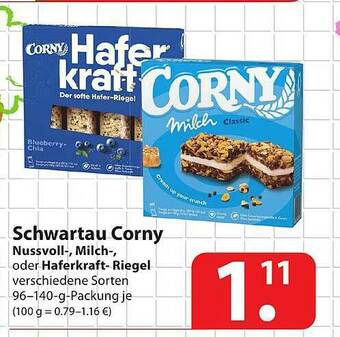 Famila Nord Ost Schwartau Corny Nussvoll-, Milch-, Oder Haferkraft-riegel Angebot