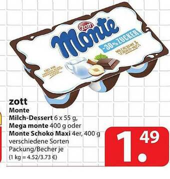 Famila Nord Ost Zott Monte Milch-dessert, Mega Monte Oder Monte Schoko Maxi Angebot