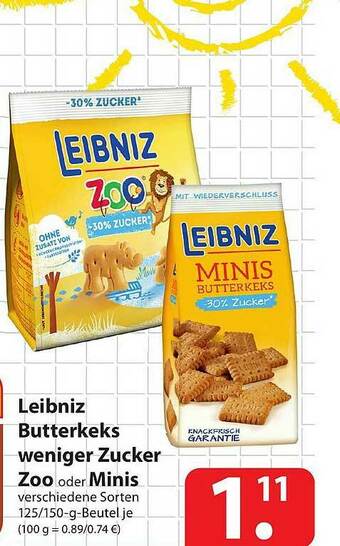 Famila Nord Ost Leibniz Butterkeks Weniger Zucker Zoo Oder Minis Angebot