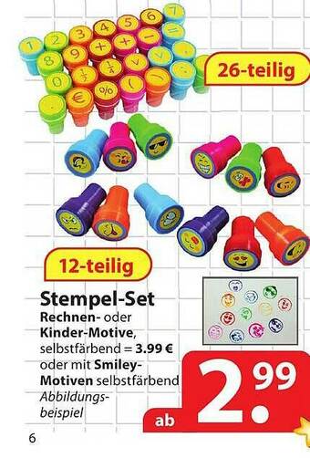 Famila Nord Ost Stempel-set Rechnen- Oder Kinder-motive Oder Smiley-motiven Angebot