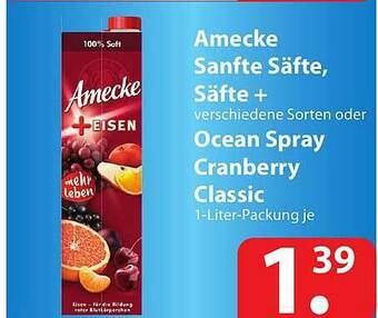 Famila Nord Ost Amecke Sanfte Säfte, Säfte+ Oder Ocean Spray Cranberry Classic Angebot