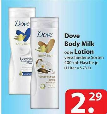 Famila Nord Ost Dove Body Milk Oder Lotion Angebot