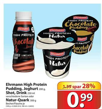 Famila Nord Ost Ehrmann High Protein Pudding, Joghurt, Shot, Drink Oder Natur-quark Angebot