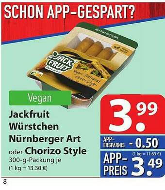 Famila Nord Ost Jackfruit Würstchen Nürnberger Art Oder Chorizo Style Angebot