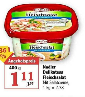 Globus Nadler Delikatess Fleischsalat Angebot