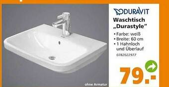 Globus Baumarkt Duravit Waschtisch „durastyle” Angebot