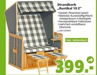 Globus Baumarkt Strandkorb „rustikal 10 Z” Angebot