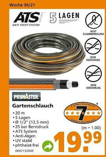 Globus Baumarkt Primaster Gartenschlauch Angebot