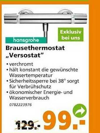 Globus Baumarkt Hansgrohe Brausethermostat „versostat” Angebot