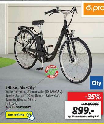 Lidl E-Bike ,,Alu-City'' Angebot